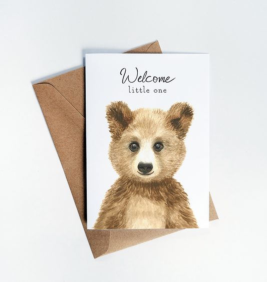 'Welcome little one' Bear Greeting Card
