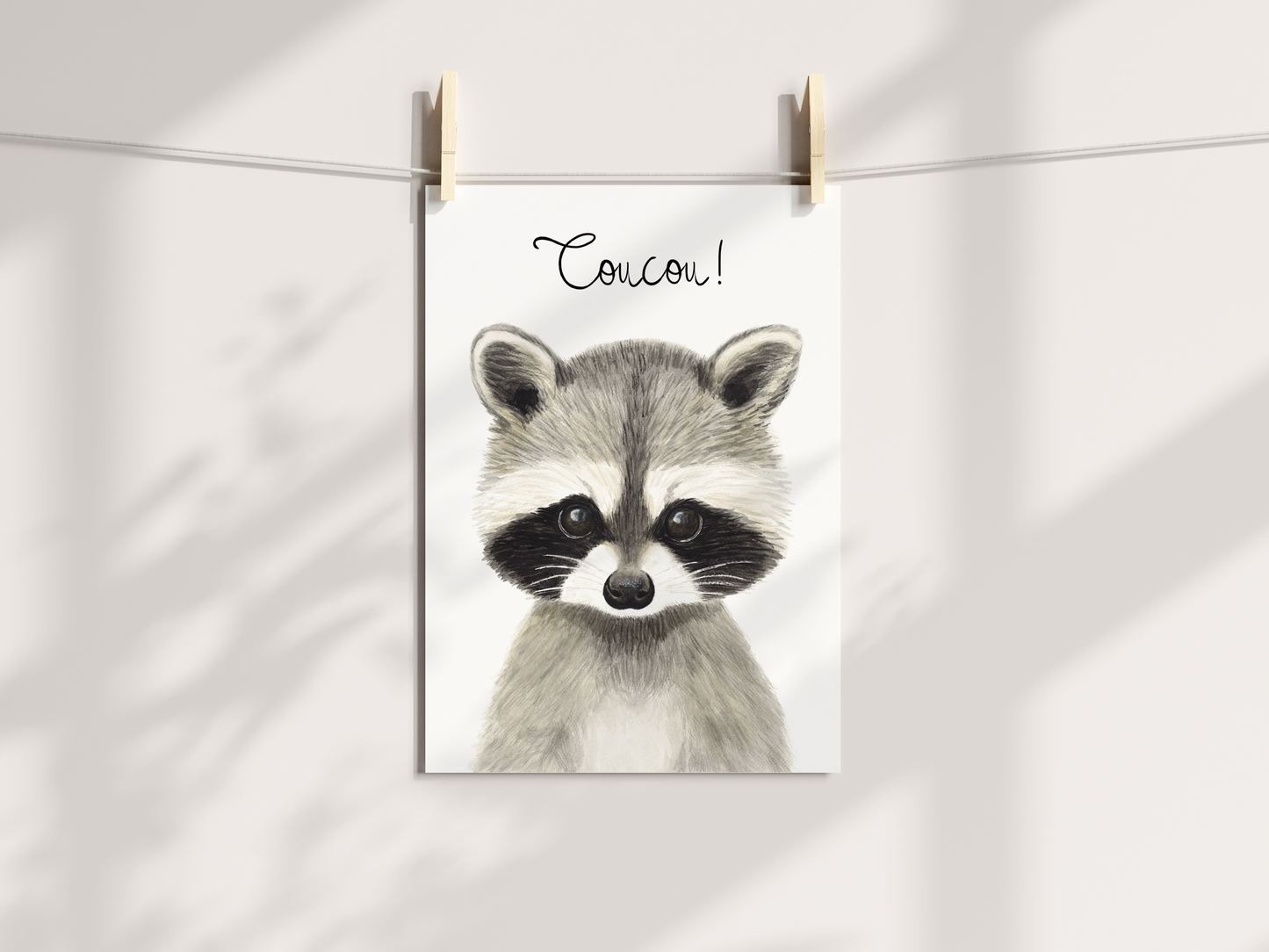 'Coucou' Raccoon Greeting Card