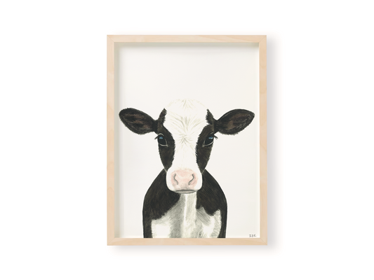 Cow/Kalf print in wooden frame