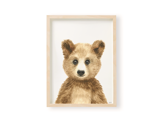 Bear print in wooden frame 