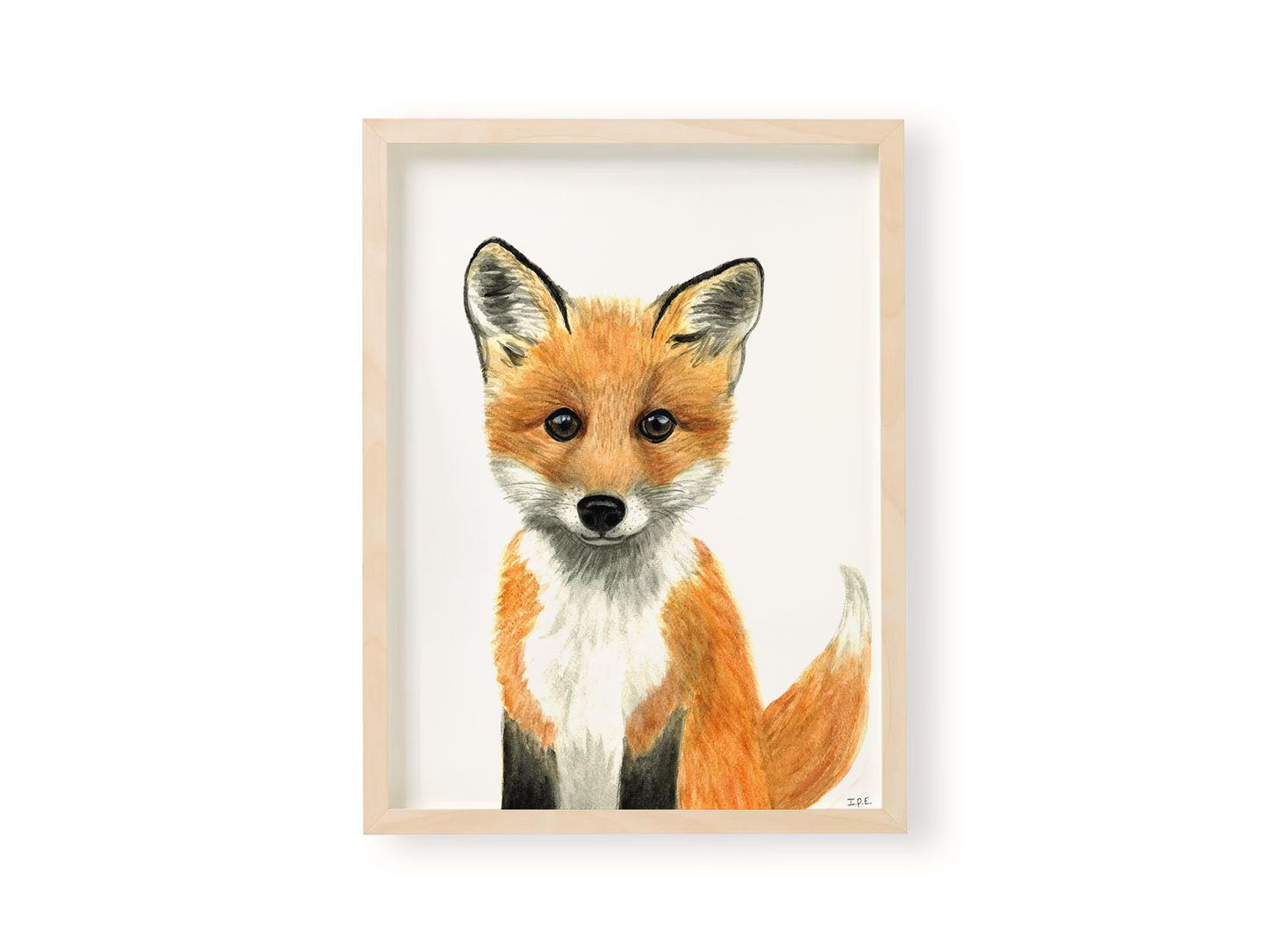 Fox nursery print in wooden frame