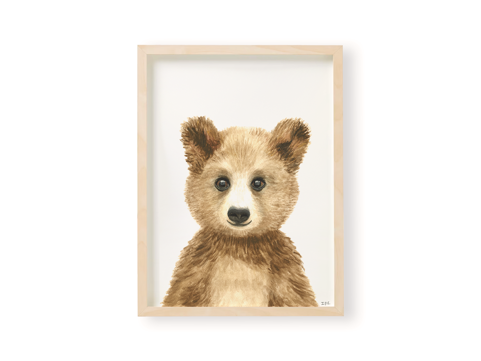 bear wall art print in wooden frame