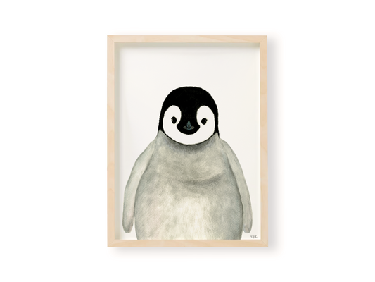 Penguin animal print in wooden frame