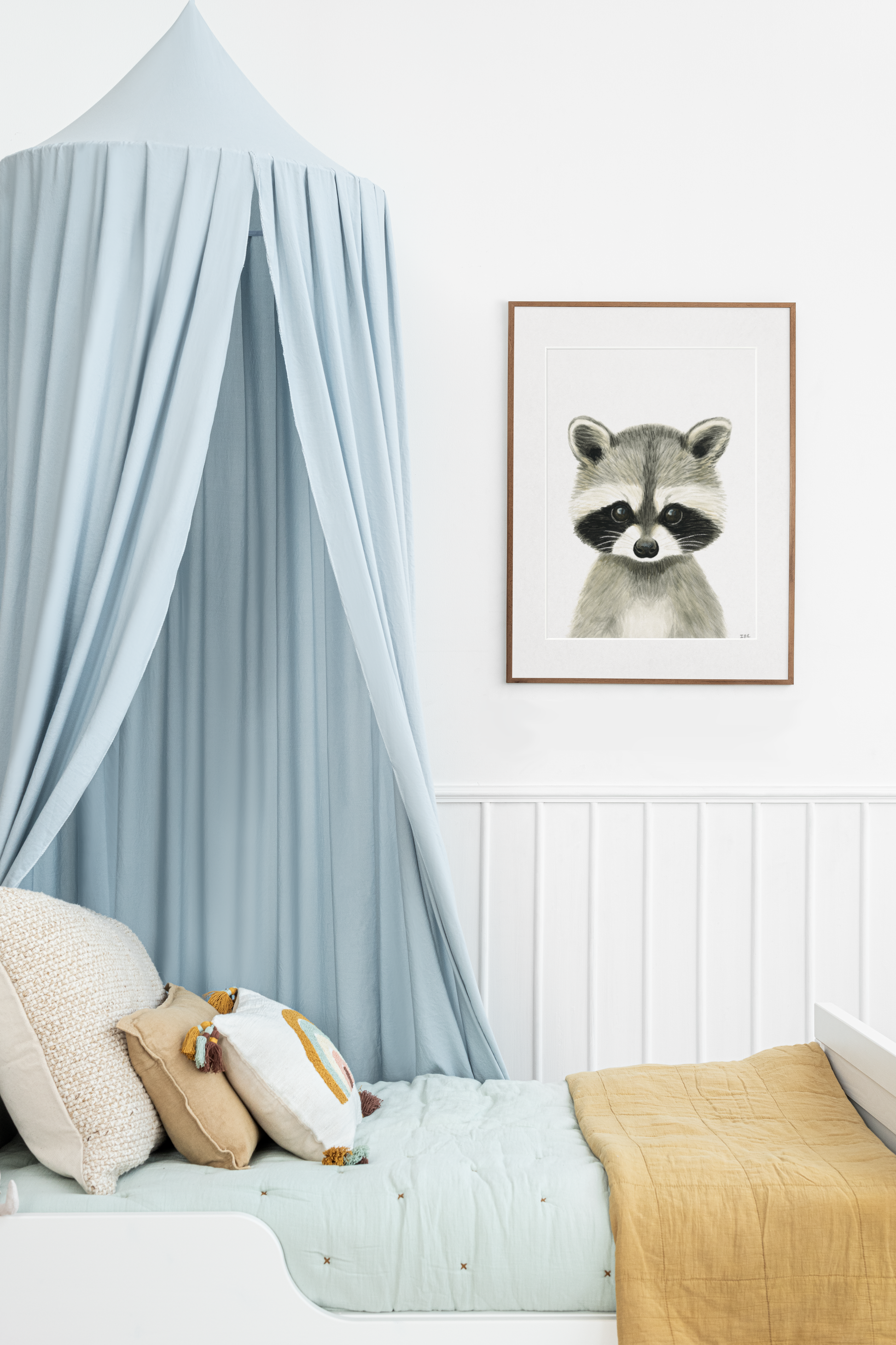 Racoon in kids' bedroom 